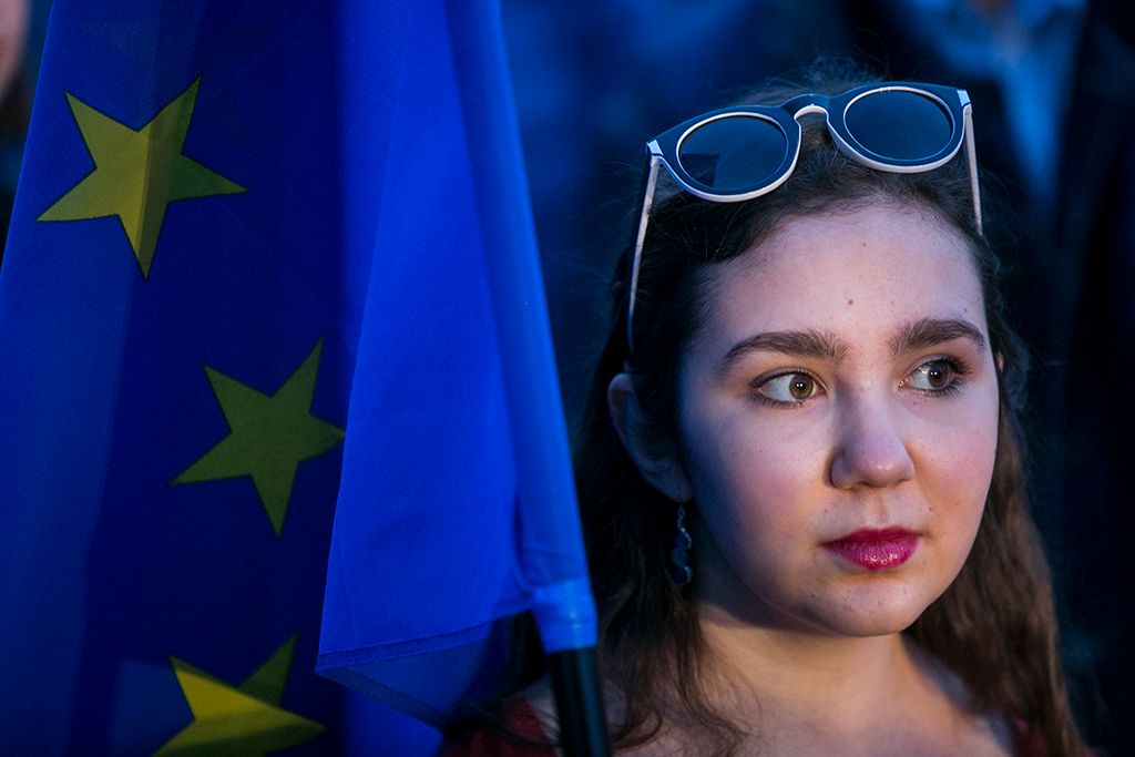 Momentum Mozgalom Európához tartozunk! jelmondattal meghirdetett demonstrációja Fotó: Horváth Péter Gyula