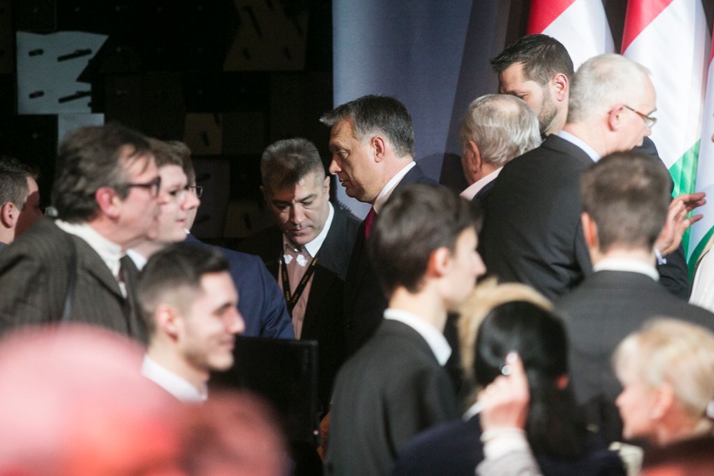 Orbán Viktor miniszterelnök hagyományos évértékelő beszédét tartja a Várkert Bazárban 2017. február 10-én. Fotó: Horváth Péter Gyula