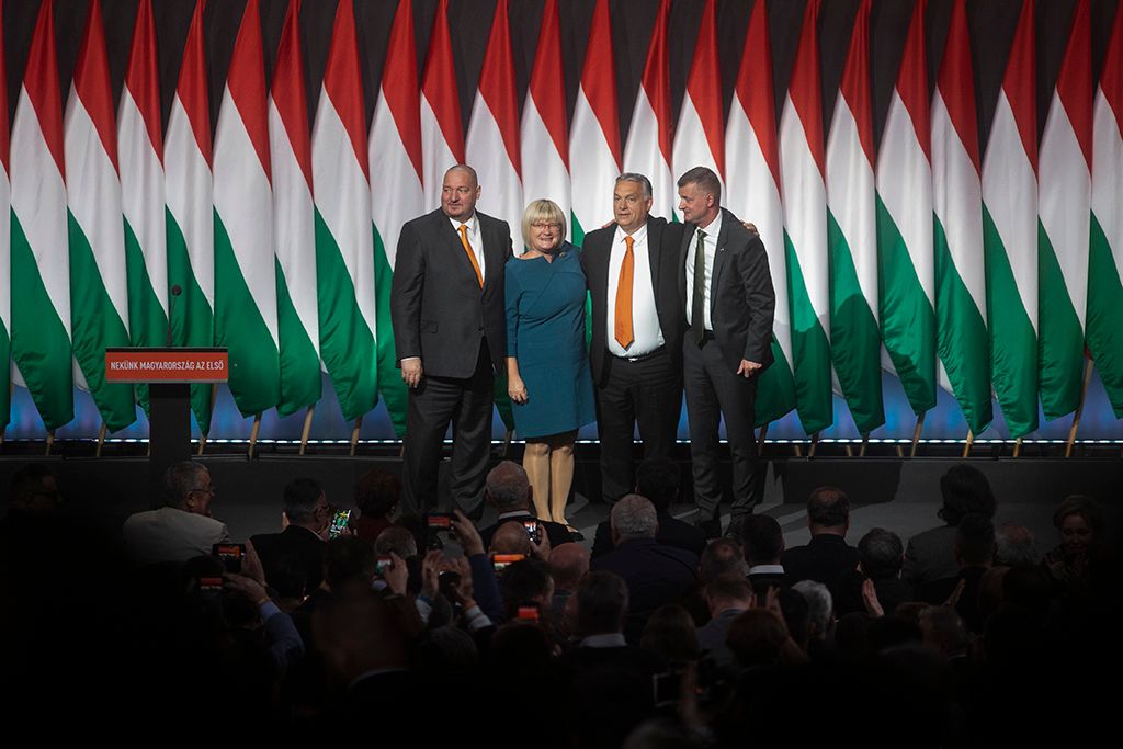 Orbán Viktor, a Fidesz újraválasztott elnöke, miniszterelnök beszédet mond a Fidesz 29. tisztújító kongresszusán Fotó: Horváth Péter Gyula