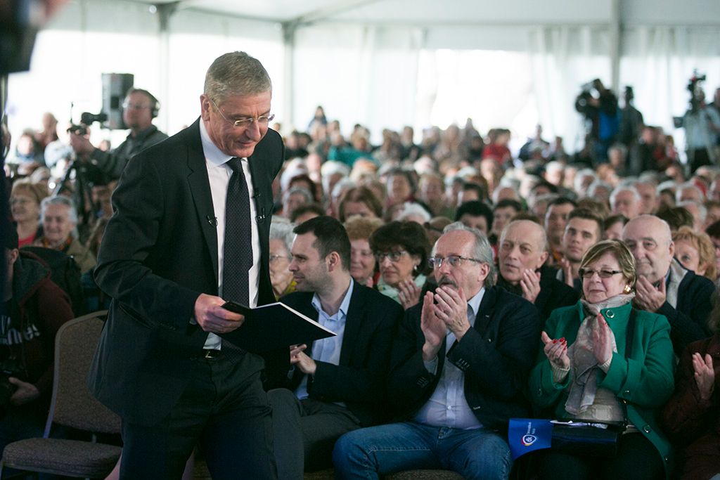 A Demokratikus Koalíció "Gyere bátran, Magyarország!" címmel rendezvénye. Az eseményen beszédet mondott Gyurcsány Ferenc, a DK elnöke, Lendvai Ildikó, az MSZP korábbi elnöke, Kuncze Gábor, az SZDSZ korábbi elnöke, valamint Homonnay Gergely író, újságíró. Fotó: Horváth Péter Gyula