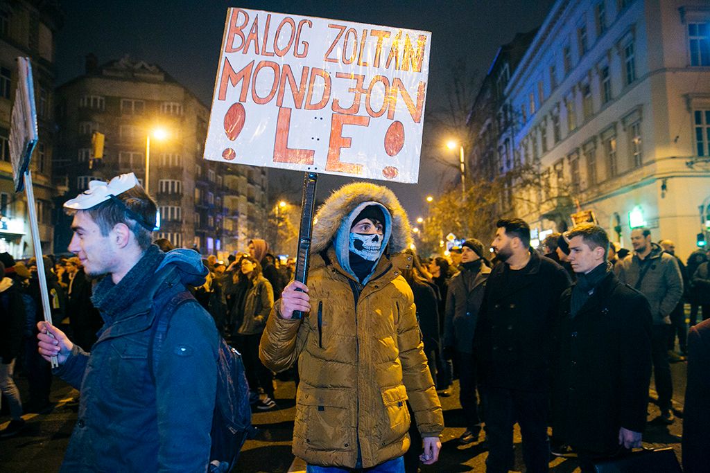 Résztvevők a Váltsunk rendszert közösen az oktatásban címmel meghirdetett diáktüntetésen Budapesten 2018. február 23-án. Fotó: Horváth Péter Gyula