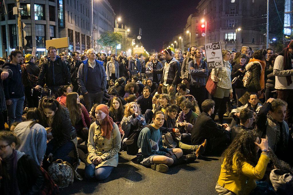 Tüntetés a civil szervezetekről szóló törvénytervezet ellen Budapesten Fotó: Horváth Péter Gyula