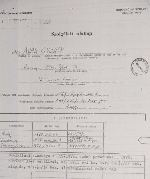 A munkásőr adatlapja / Fotó: PS