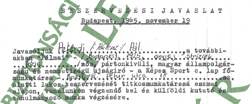 Beszervezési javaslat / Forrás: ÁBTL