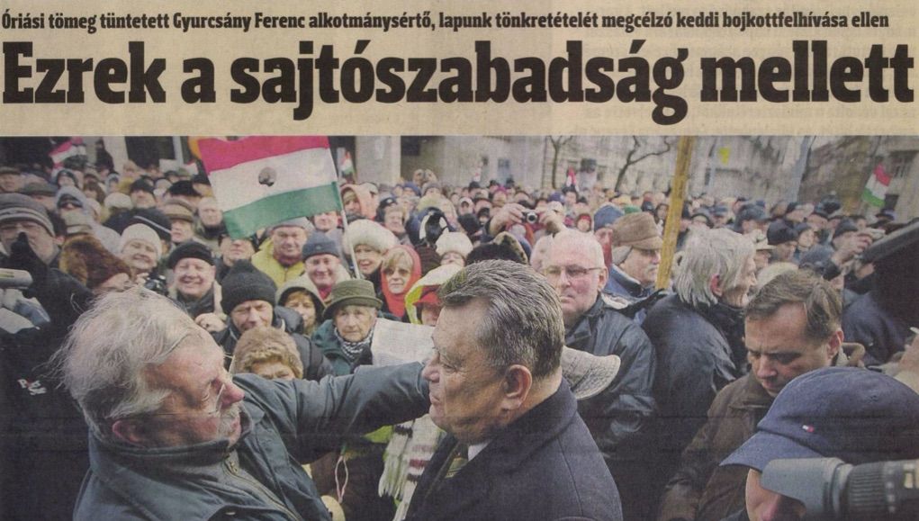 Tüntetés a Hírlap mellett. Az újság címlapja / Forrás: Arcanum.hu