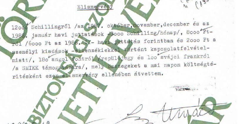 Költségtérítés és fizetés - egészen 1988-ig / Forrás: ÁBTL