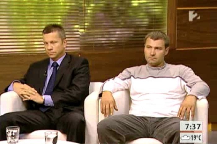 Dezső Antal ügyvéd és Szebenyi István, a móri fegyverek megtalálója Fotó: Tv2.hu