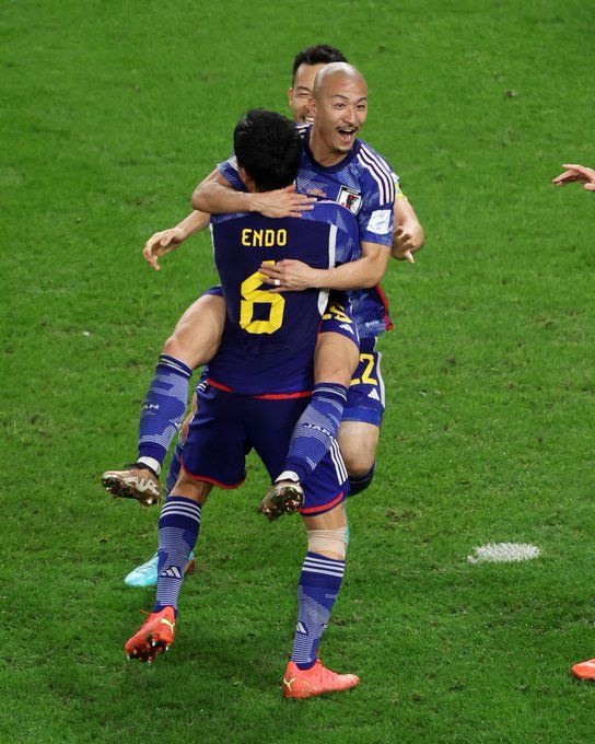Maeda hatalmas gólt lőtt, amellyel Japán szerzett vezetést. Fotó: a FIFA hivatalos, világbajnoki Twitter-fiókja