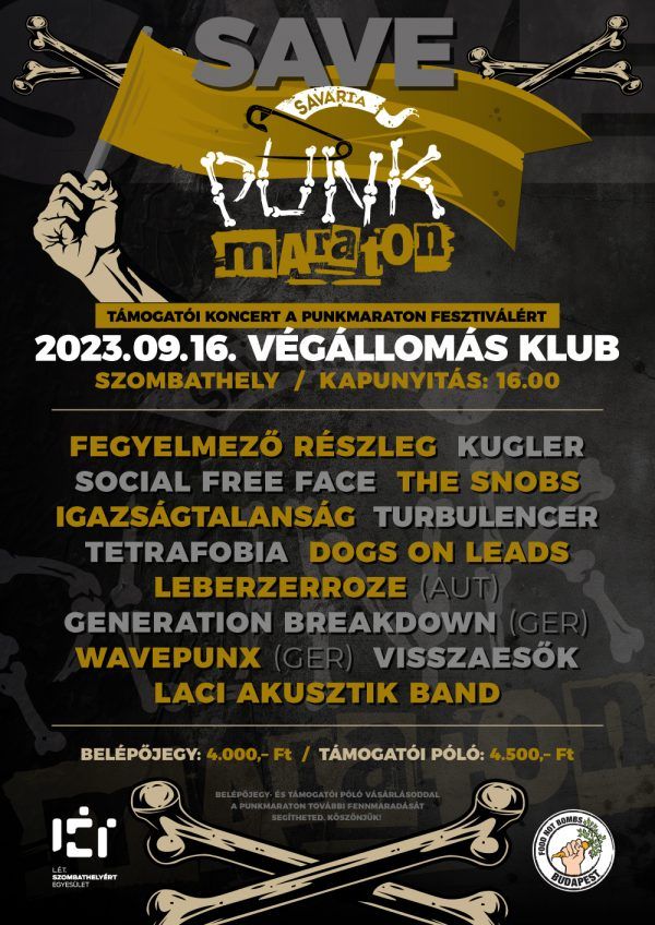 A szombathelyi Végállomás Klubban tartandó punk-fesztiválnak a plakátja