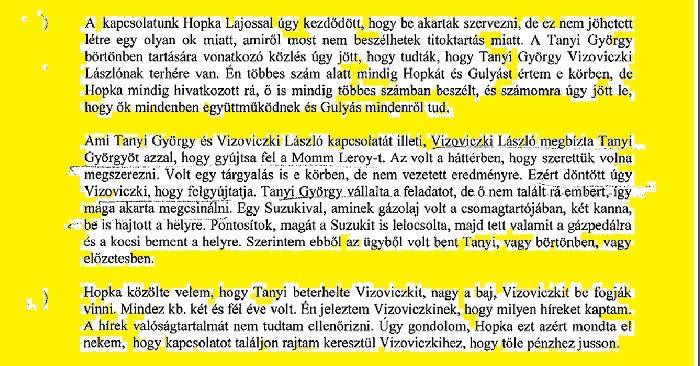 Varga István gyanúsítotti vallomása