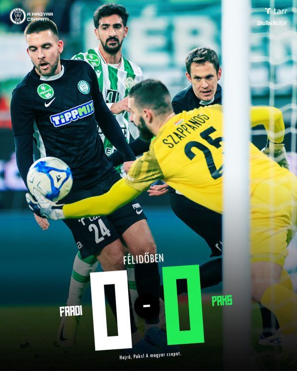A szünetig még nem született gól a forduló zárómérkőzésén. Fotó: a Paksi FC hivatalos Facebook-oldala