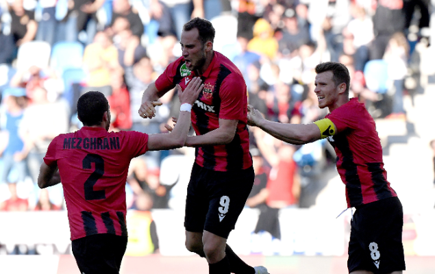 Eppel Márton gólöröme a Honvéd-FTC (1-2) mérkőzésen. Fotó: MTI/Illyés Tibor