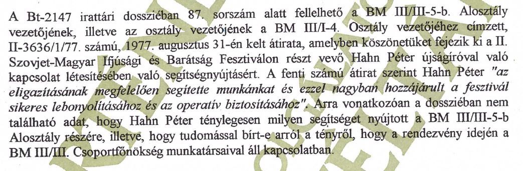 Az átvilágítás bizonyítéka - érdemes figyelni a mentegetésre: nem biztos, hogy tudta, hogy éppen a III/III-nak segít... / Forrás: ÁBTL