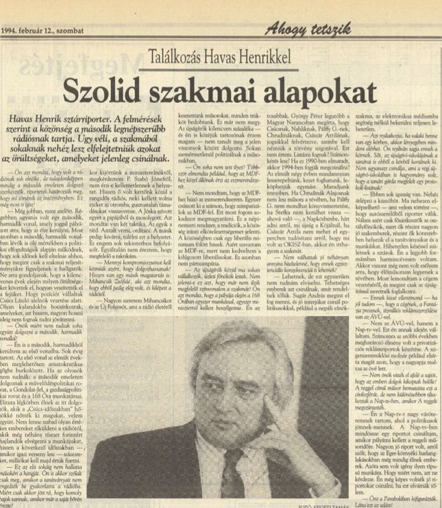 Az interjú / Forrás: MH/Arcanum