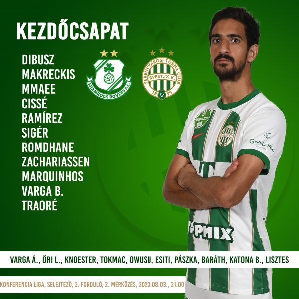 A Ferencváros kezdőcsapata. Fotó: a Ferencváros hivatalos Facebook-oldala