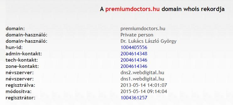 A Domain.hu alapján ma is Lukácsé az orvosközvetítő oldal
