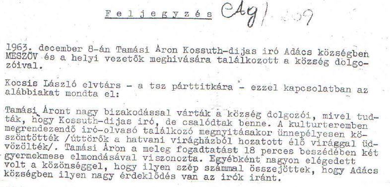 Tamási Adácson /Forrás: Magyar Országos Levéltár