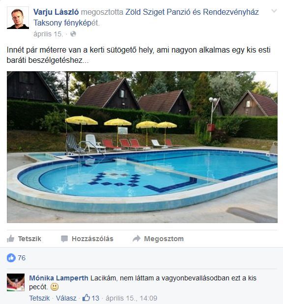 Lamperth Mónika kellemetlen poénja (kép: facebook.com/Varju László)