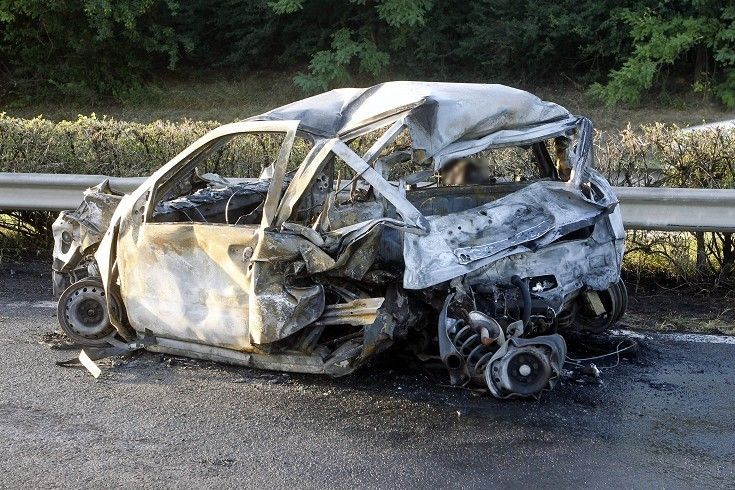 Ennyi maradt a Rezesová BMW-je által felnyársalt Fiatból, aminek vezetője Melegh szerint részben vétkes lehetett