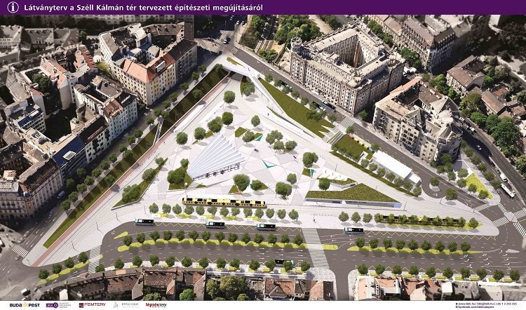 A látványterv szerint így néz majd ki a tér felülről, ha kizöldülnek az ágyások.