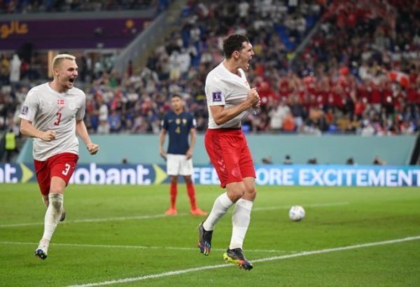 Az egyenlítő gólnál még örültek a dánok, végül mégis kikaptak! Fotó: a FIFA hivatalos Twitter-oldala