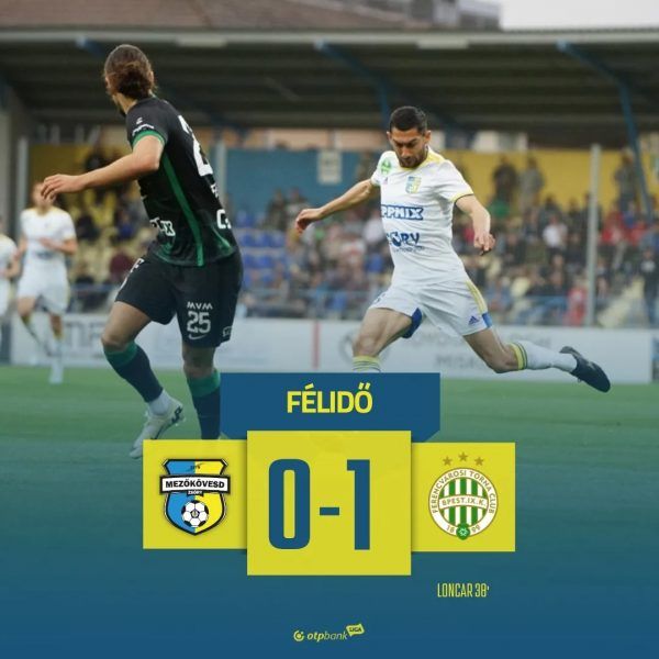 A félidőben még csak egy gól volt a vendégek előnye. Fotó: a Mezőkövesd Zsóry FC hivatalos Facebook-oldala