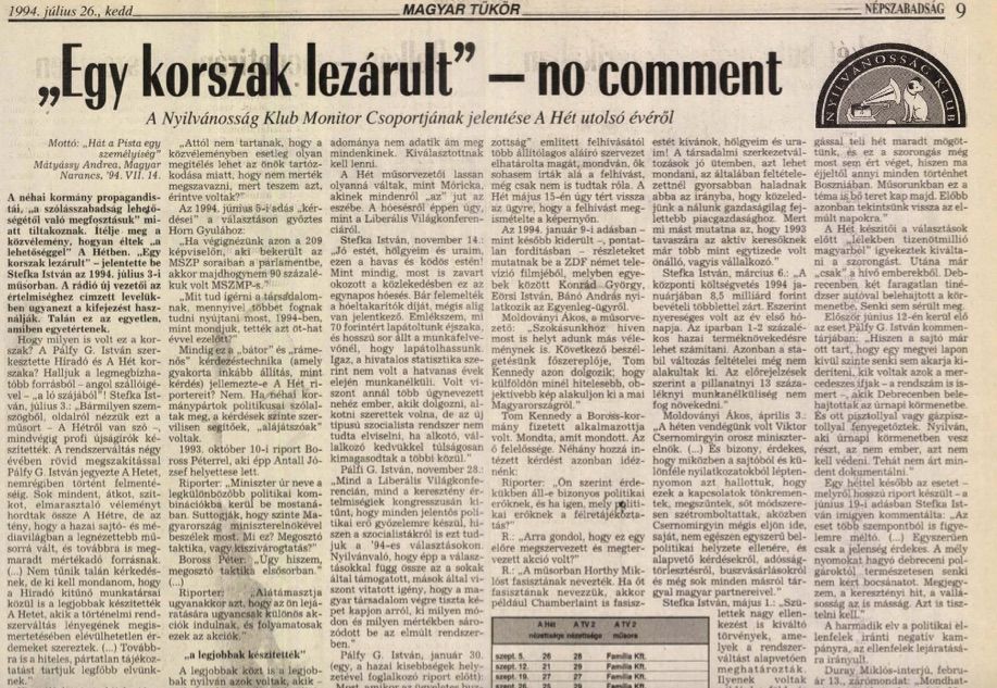 A cikk a Népszabadságból / Forrás: Arcanum.hu