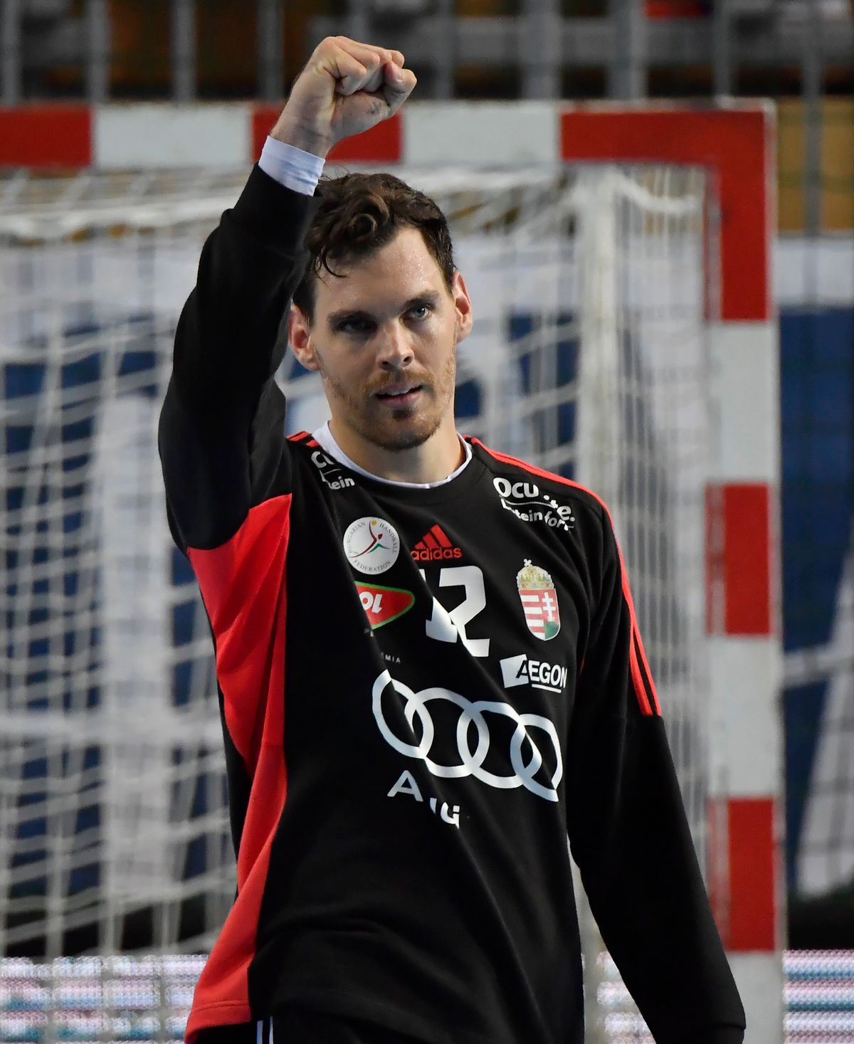 Székely Márton Barnabás kapus a Magyarország - Szlovénia kézilabda világbajnoki selejtezõ elsõ mérkõzésén / Fotó: MTI