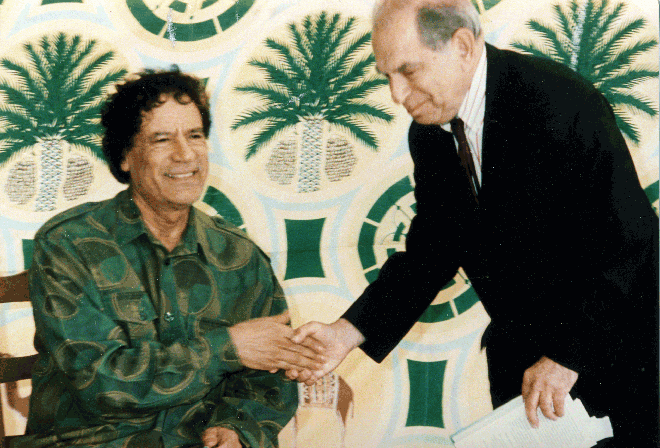 Kadhafi diktátorral / Fotó: Lendvai.at