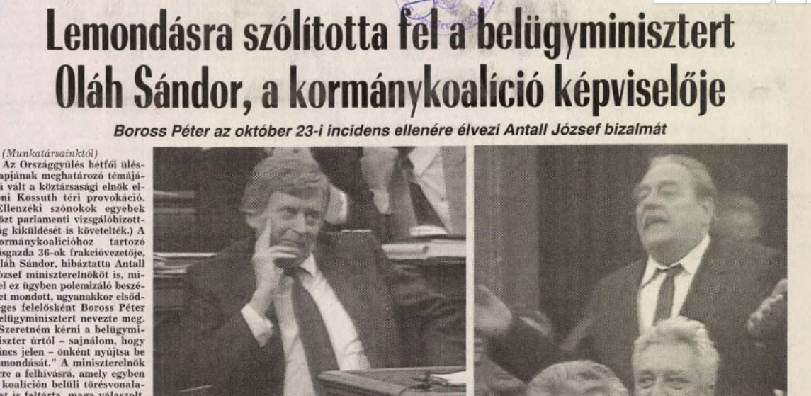 Mondjon le! Az egyik cikk a Népszabadság 27-ei számából / Forrás: Arcanum.hu