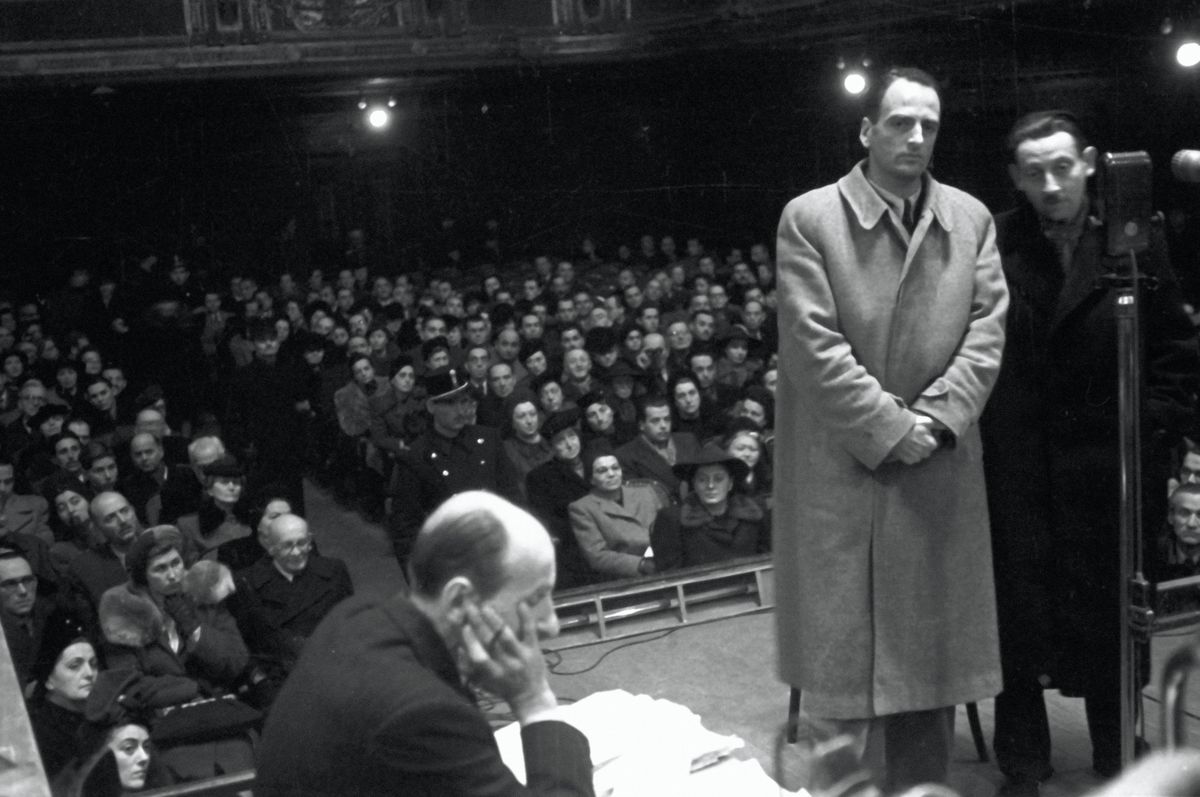 Edmund Veesenmayer, Hitler teljhatalmú megbízottja, az Imrédy- per tanúja /világos kabátban/ / Fotó: MTI