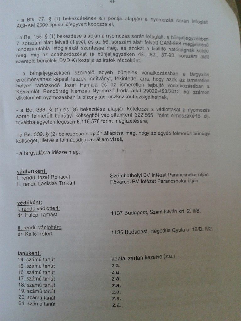 Fenyő-vádirat 8.o.