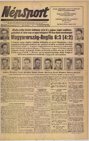 A Népsport 1953. november 26-i számának címlapja! Forrás: Arcanum Digitális Tudománytár