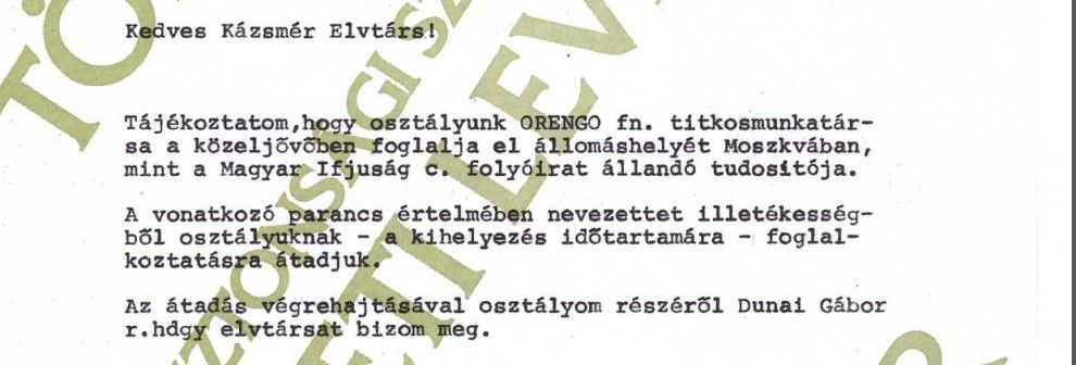 Átadták a titkos munkatársat / Forrás: ÁBTL