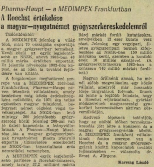 Medimpex Frankfurtban / Forrás: Arcanum