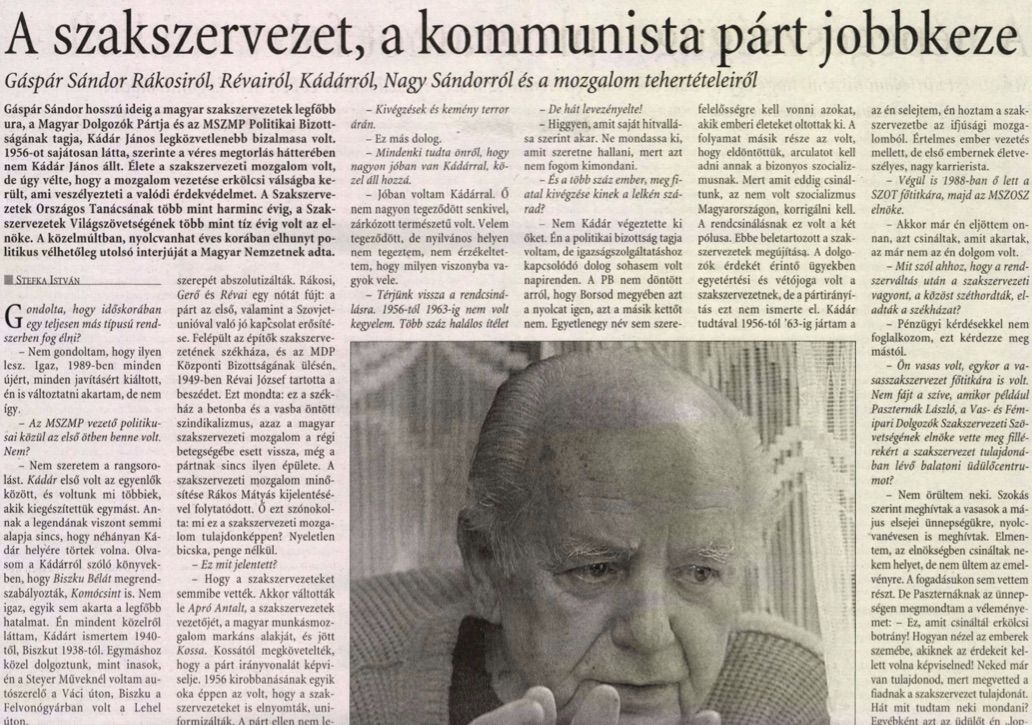 Utolsó interjú / Forrás: Nemzet, arcanum
