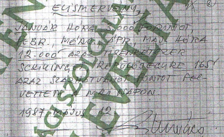 Kutasi Kovácsnak is volt honoráriuma..., egy elismervény a sok közül / Forrás: ÁBTL
