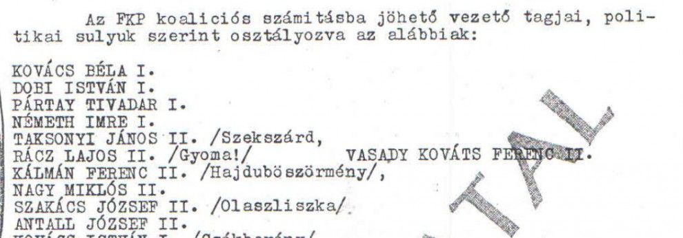 Osztályzás - Budaytól /Forrás: ABTL