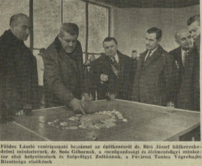Elvtársak intézkednek az új Budapesti Nemzetközi Vásárközpontról, Világgazdaság, 1974 / Forrás: Arcanum.hu