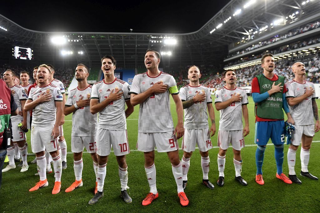 Csapatunk teljesítménye okán van esély, hogy akár az Eb-n, akár az őszi vb-selejtezők után hasonló örömet lássunk játékosaink arcán. <br /> Fotó: MTI/Illyés Tibor