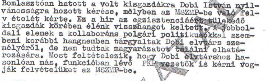 Dobi lépésének élénk visszhangja / Az ABTL iratának másolata a Hamvas Intézet archívumából