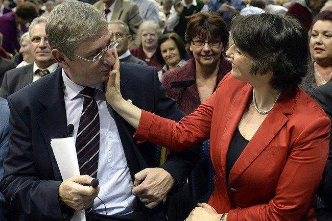 Gyurcsány Ferenc, a DK elnöke és Dobrev Klára - Fotó: MTI/Bruzák Noémi