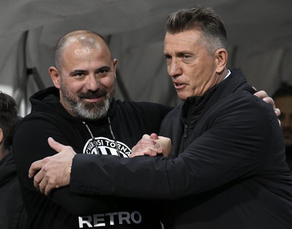 Dejan Stankovics és Mészöly Géza először meccselt egymás ellen az NB I-ben.<br />Fotó: MTI/Kovács Tamás