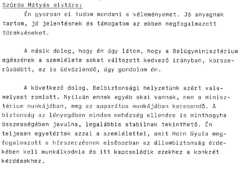 Szűrös Mátyás fejtegetése '89 nyarán / ill.: PS