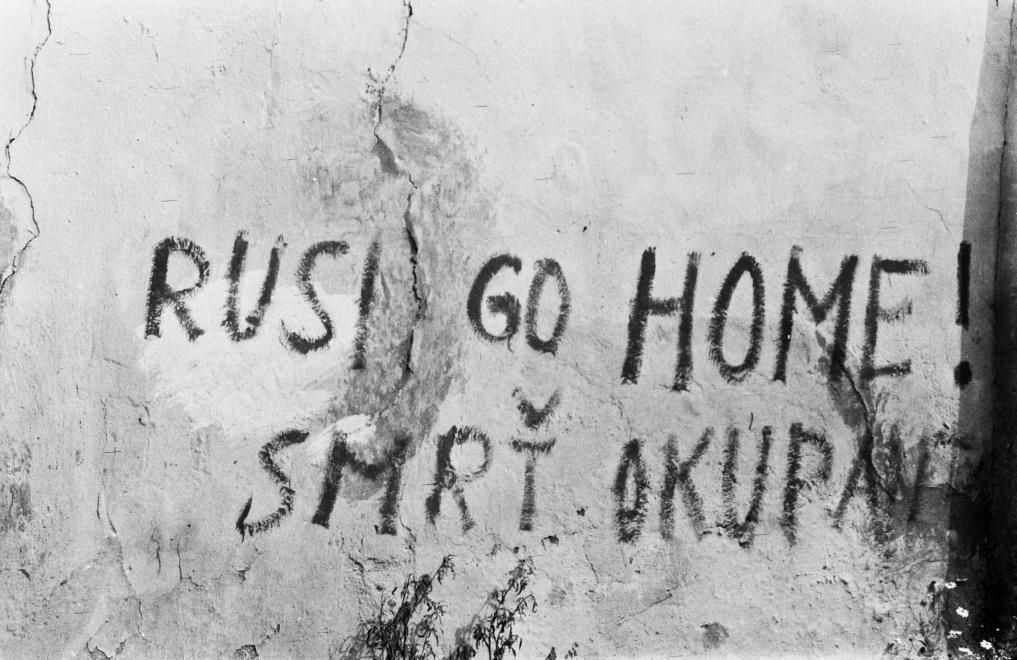Ruszkik haza, felirat 1968-ból, Csehszlovákiából / Fotó: Fortepan.hu