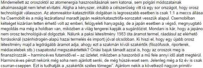 A moszkvai atom, Boros 2014-es cikke / Forrás: Magyarhirlap.hu