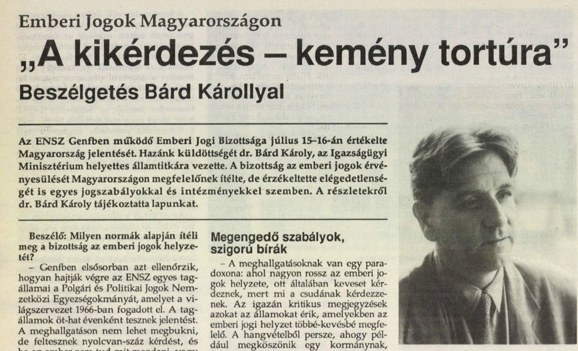 Bárd Károly az emberi jogokról / Forrás: Beszélő, arcanum.hu