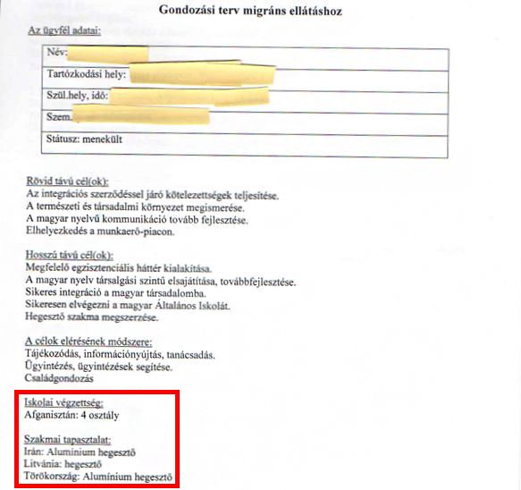 A PestiSrácok.hu birtokába került az egyik afgán menekült integrációs terve, benne beszédes adatokkal.