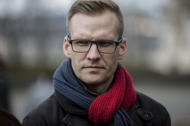 Meghirdette a korábban kilátásba helyezett polgári engedetlenséget március 30-a délelőttre, egyórás időtartamra, a Tanítanék mozgalom nevében Pukli István, a fővárosi Teleki Blanka Gimnázium igazgatója csütörtökön Budapesten.Fotó:Horváth Péter Gyula