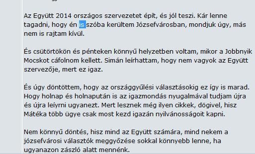 Szabó Gábor írása az E14-el ápolt állítólagos kapcsolatáról a Jóváros Egyesület honlapján